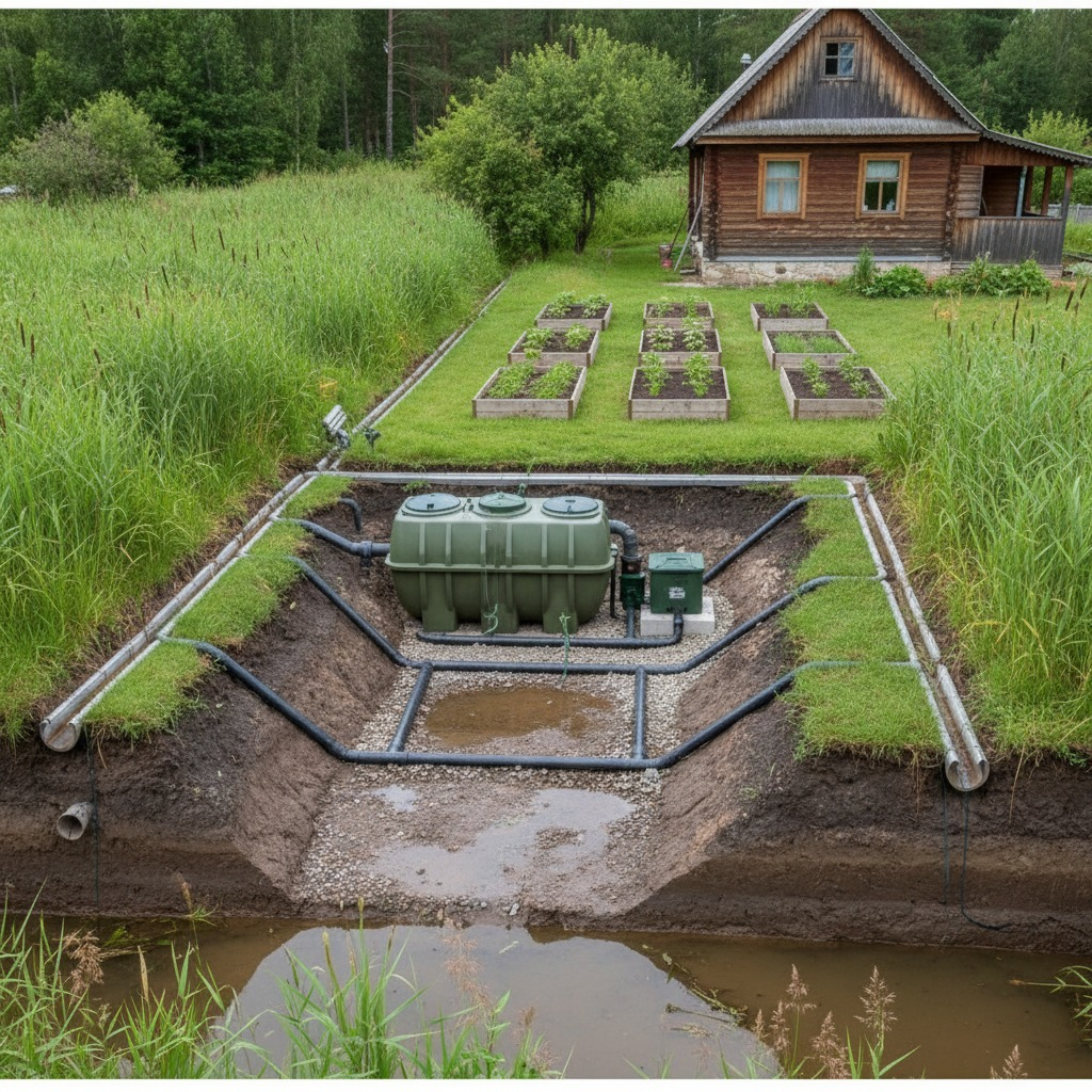 фото Выбор септика для участка в низине: особенности и решения