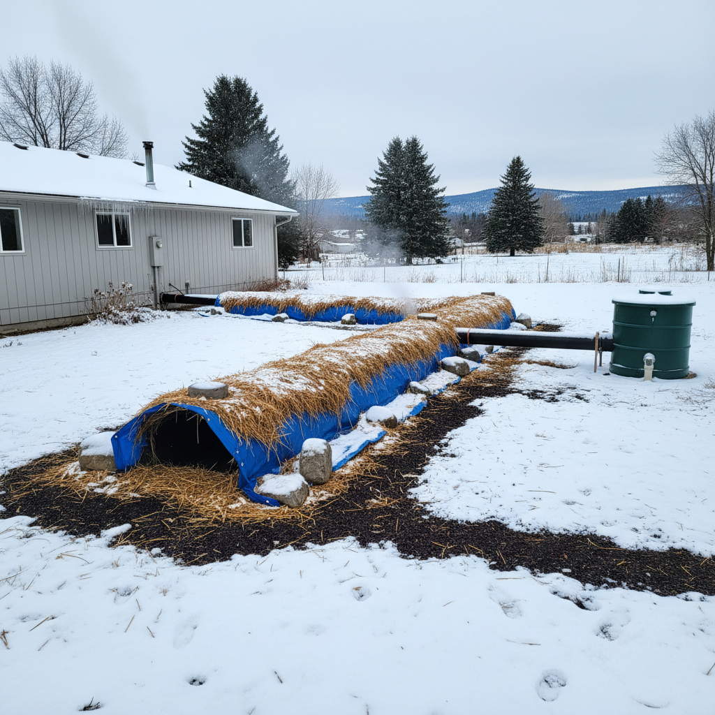 фото Как предотвратить замерзание труб от дома до септика зимой