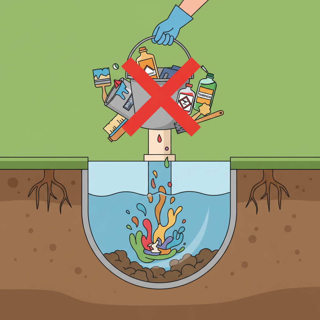 фото Что нельзя сливать в септик: растворители, краски и другие запрещённые веществы