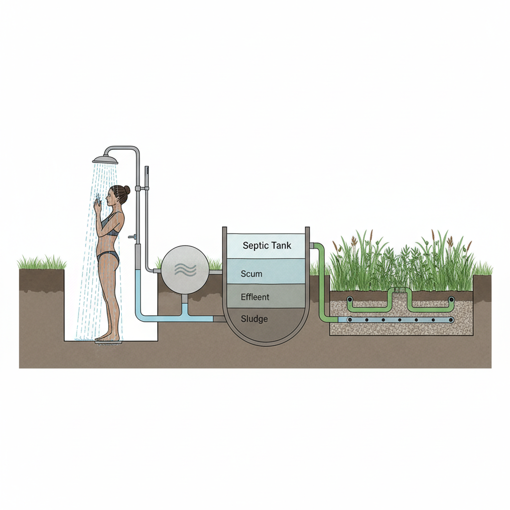 фото Как избежать перелива септика при частом использовании душа
